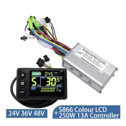 Kit de controladora y pantalla S866 para bicicleta eléctrica - 24v, 36v, 48v - 250w, 350w 500w 13a, 15a, 22a  - 1 Controlador si