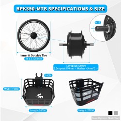 Monorim BPK350 ümberkonverteerimise komplekt motor 380w - aku kaasas  - 7 Monorim BPK350 e-jalgratta toitekomplekt, 380W – Muutk