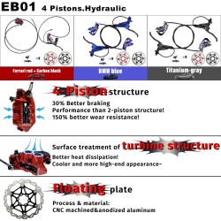 Complete Monorim EB01 4-piston hydraulic brake kit - levers, calipers, cable and brake disc Monorim - 8 Complete Monorim EB01 4-