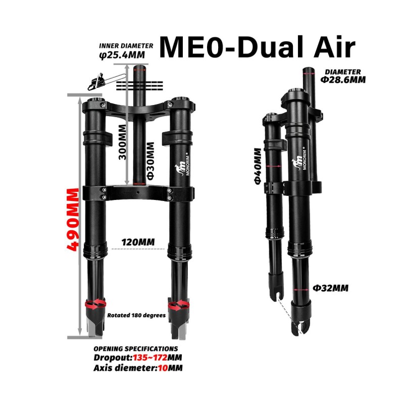 Foraffjedring Monorim ME0 Dual Air 565mm x 165mm  - 7 
Egnethed: Monorim ME0 Dual Air foraffjedring 565mm x 165mm til upgrade-pr
