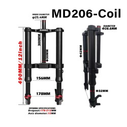 Sospensione anteriore Monorim MD206 Coil Spring version 490mm x 206mm  - 2 
Compatibilita: sospensione anteriore Monorim MD206 C