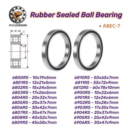Sett med 2 forseglede RS-kulelagre ABEC 7 - 6810RS, 6800RS, 6801RS, 6802RS, 6803RS, 6804RS, 6805RS  - 2 Passer etter referanse t