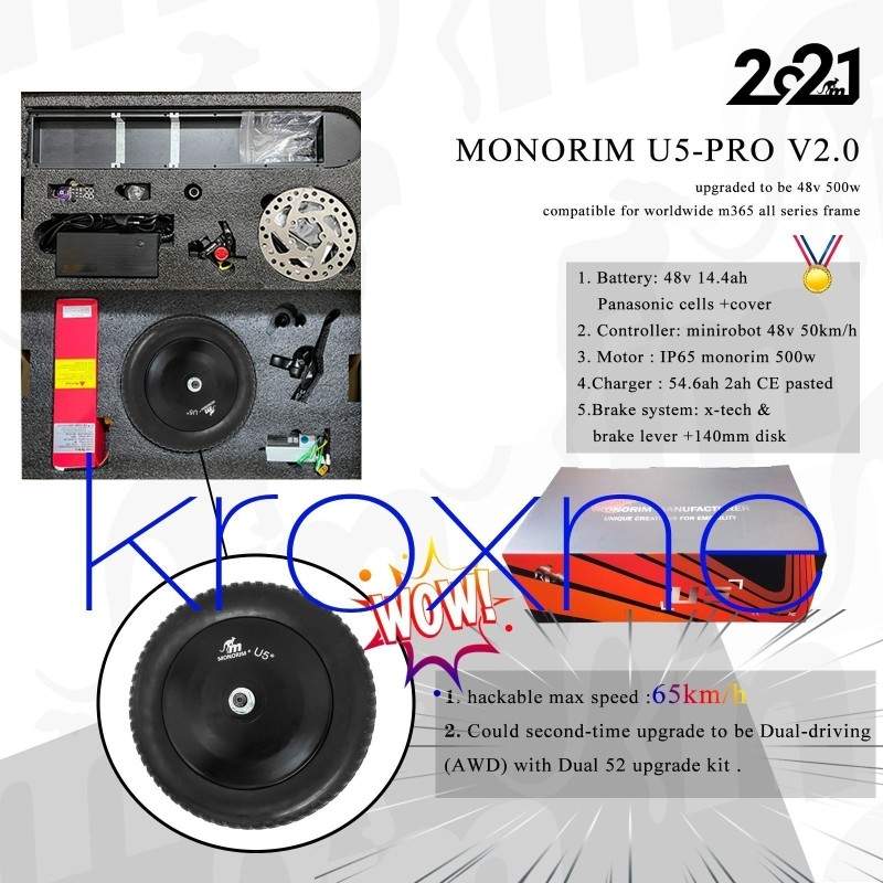 Monorim Pack U5 2.0 til Xiaomi og Ninebot Max-serien - 48v 14,4ah batteri 500w motor Monorim - 28 Pack U5 2.0 til Xiaomi el-scoo