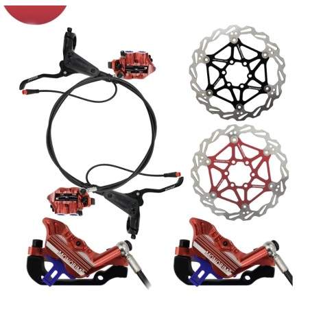 Kit complet de frână hidraulică Monorim EB01 cu 4 pistoane - pârghii, etriere, cablu și disc de frână Monorim - 1 Kit complet de