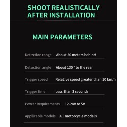 Waterproof blind spot detection system (130º angle) for scooter, bicycle or motorcycle KROXNE - 8  